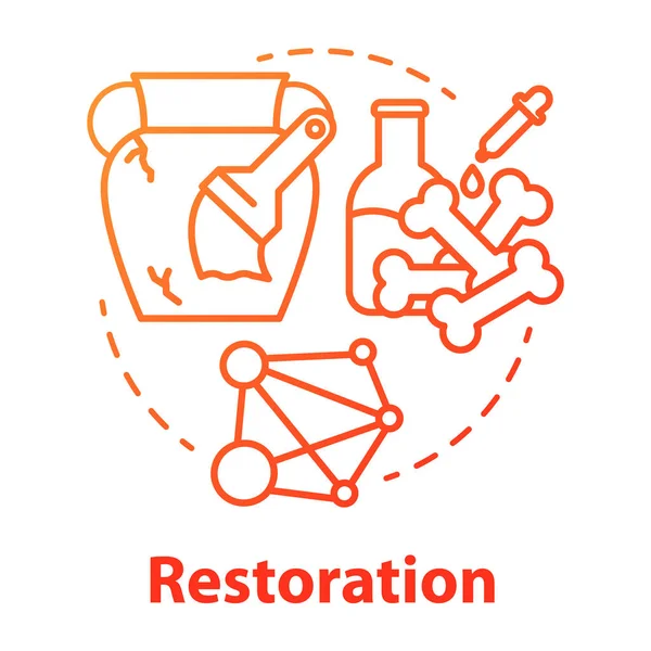 Icona del concetto di restauro. Analisi di laboratorio arti archeologiche — Vettoriale Stock