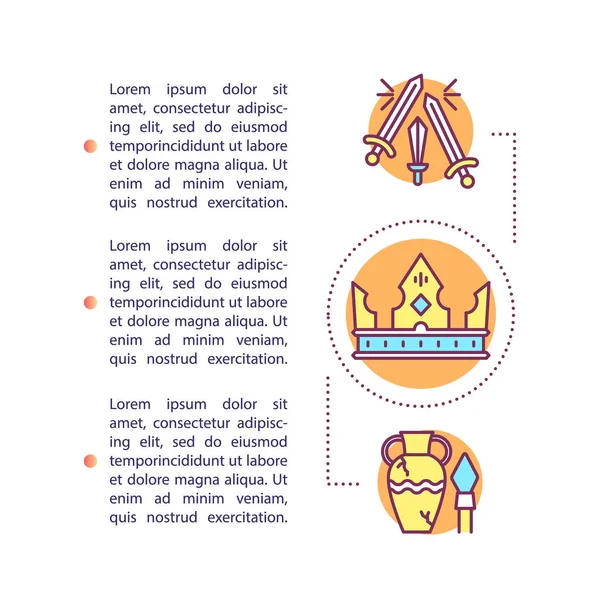 Artefactos icono concepto con texto. Valores del museo. Arqueológico — Archivo Imágenes Vectoriales