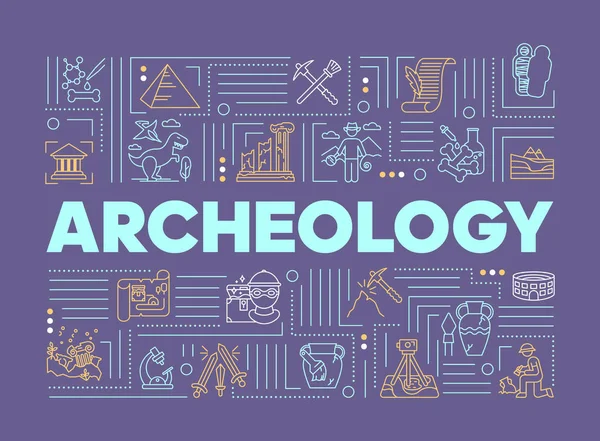 Πανό εννοιών αρχαιολογίας λέξεων. Μελέτη της ιστορίας στα απολιθώματα — Διανυσματικό Αρχείο