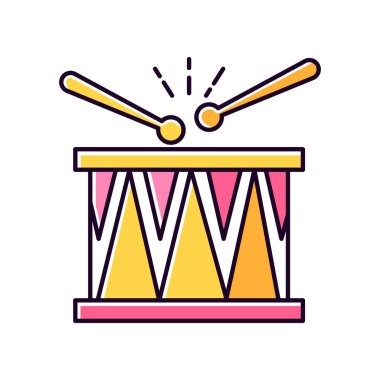 Davul sarısı Rgb renk simgesi. Müzik aleti. Brezilya etoburu