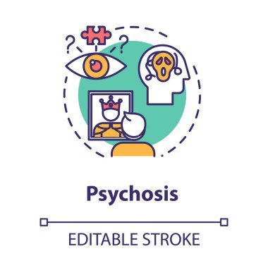 Psikoz konsepti ikonu. Psişik bozukluk. Psikopatlık, delilik.