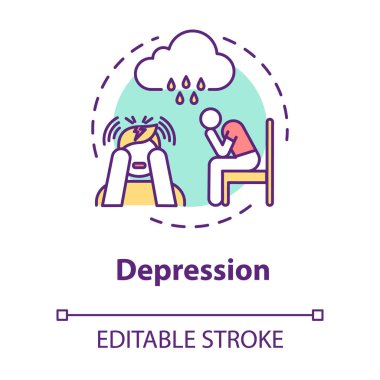 Depresyon konsepti ikonu. Yalnızlık. Üzüntü. Büyük depresif.