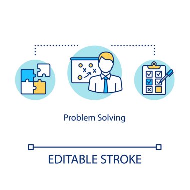 Sorun çözme konsepti simgesi. Bilişsel süreç fikri ince çizgi I