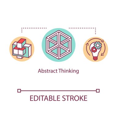 Soyut düşünme konsepti ikonu. Bilişsel süreç fikri ince çizgi