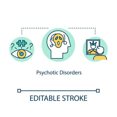 Psikotik bozukluklar konsepti. Zihinsel hastalık fikri ince çizgi 
