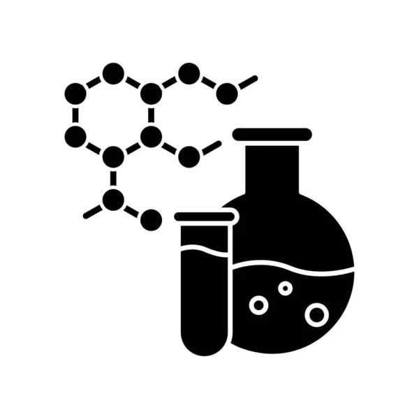 Chimie icône glyphe noir. Science et recherche en médecine. Bioch — Image vectorielle