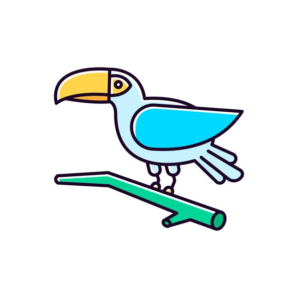 Μπλε Toucan Rgb έγχρωμο εικονίδιο. Εξωτικό πουλί. Βραζιλιάνικη. Γουάιλντλι — Διανυσματικό Αρχείο