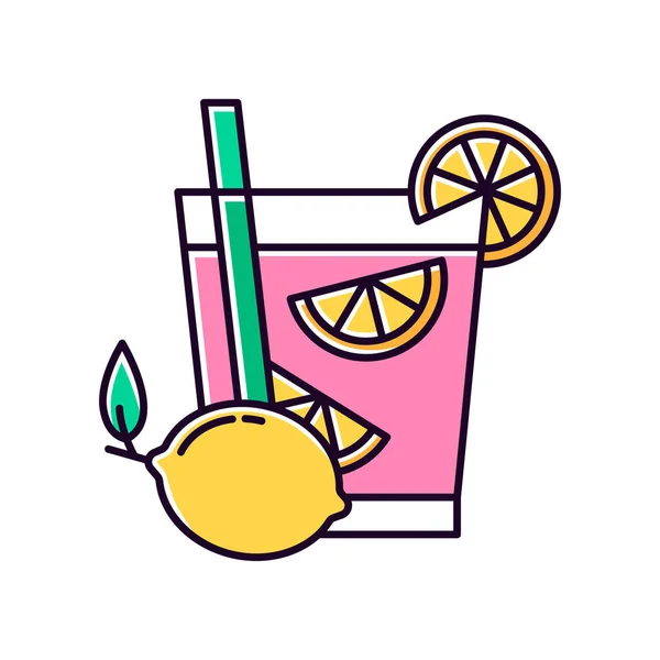 Caipirinha rosa ícone de cor RGB. Cocktail brasileiro. Alcoólico ser — Vetor de Stock