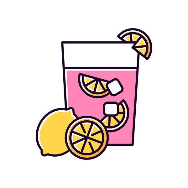 Icône de couleur rose RVB Caipirinha. Cocktail brésilien. Alcool être — Image vectorielle