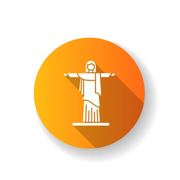 Christ the Redeemer orange flat design long shadow glyph icon. B — 스톡 벡터