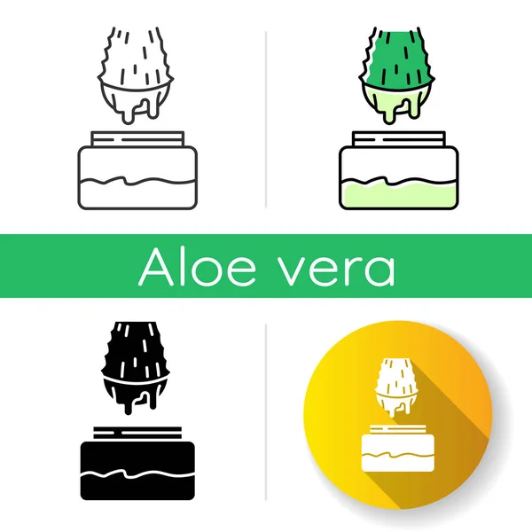 Aloe-Vera-Extrakt-Symbol. Heilkräutersaft im Glas. Bio-Pla — Stockvektor