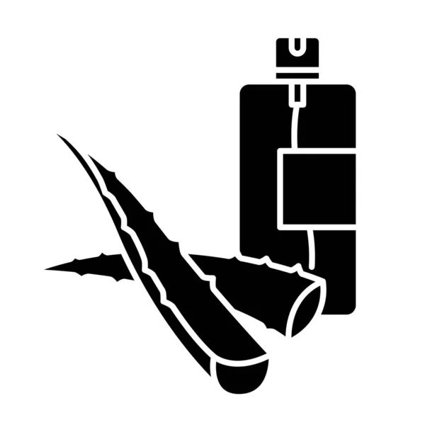 Aloes Vera awaryjny spray czarny glif ikona. Produkt kosmetyczny w — Wektor stockowy