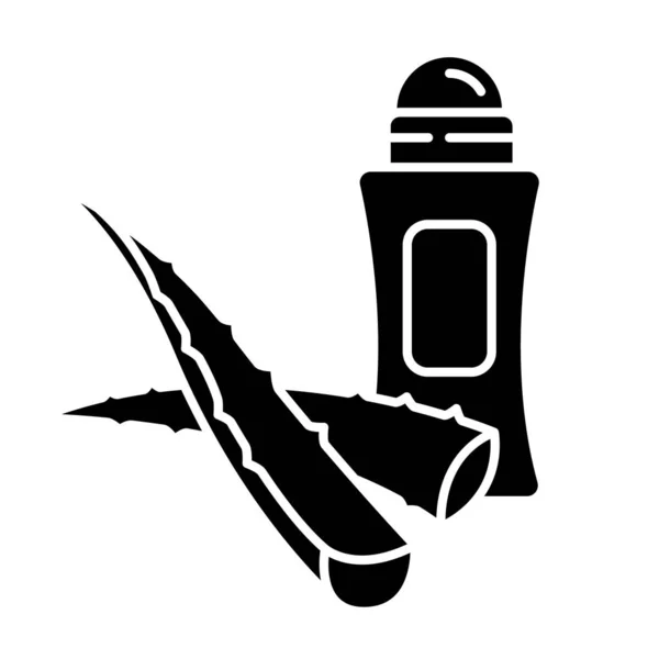 Veganská antiperspirant černá ikona glyfu. Deodoranty na bázi rostlin. Pr — Stockový vektor