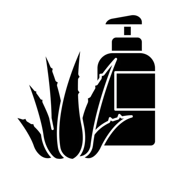 Bitkisel losyon siyah kabartma ikonu. Bitki esaslı krema. Doğal jel.. — Stok Vektör