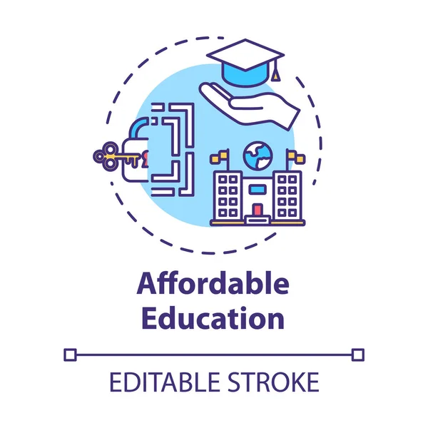 Icono de concepto de educación asequible. Préstamo estudiantil. Barato universitt — Archivo Imágenes Vectoriales