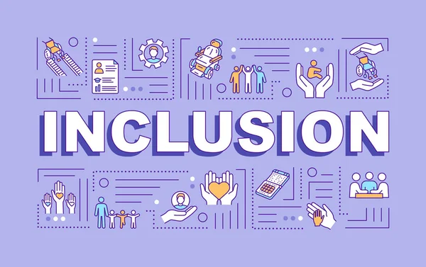 Banner de conceptos de palabras de inclusión. Personas discapacitadas. Discapacidades — Vector de stock