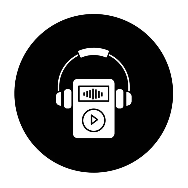 Digital Music Player Glyph-Symbol. tragbarer mp3-Player mit Headph — Stockvektor