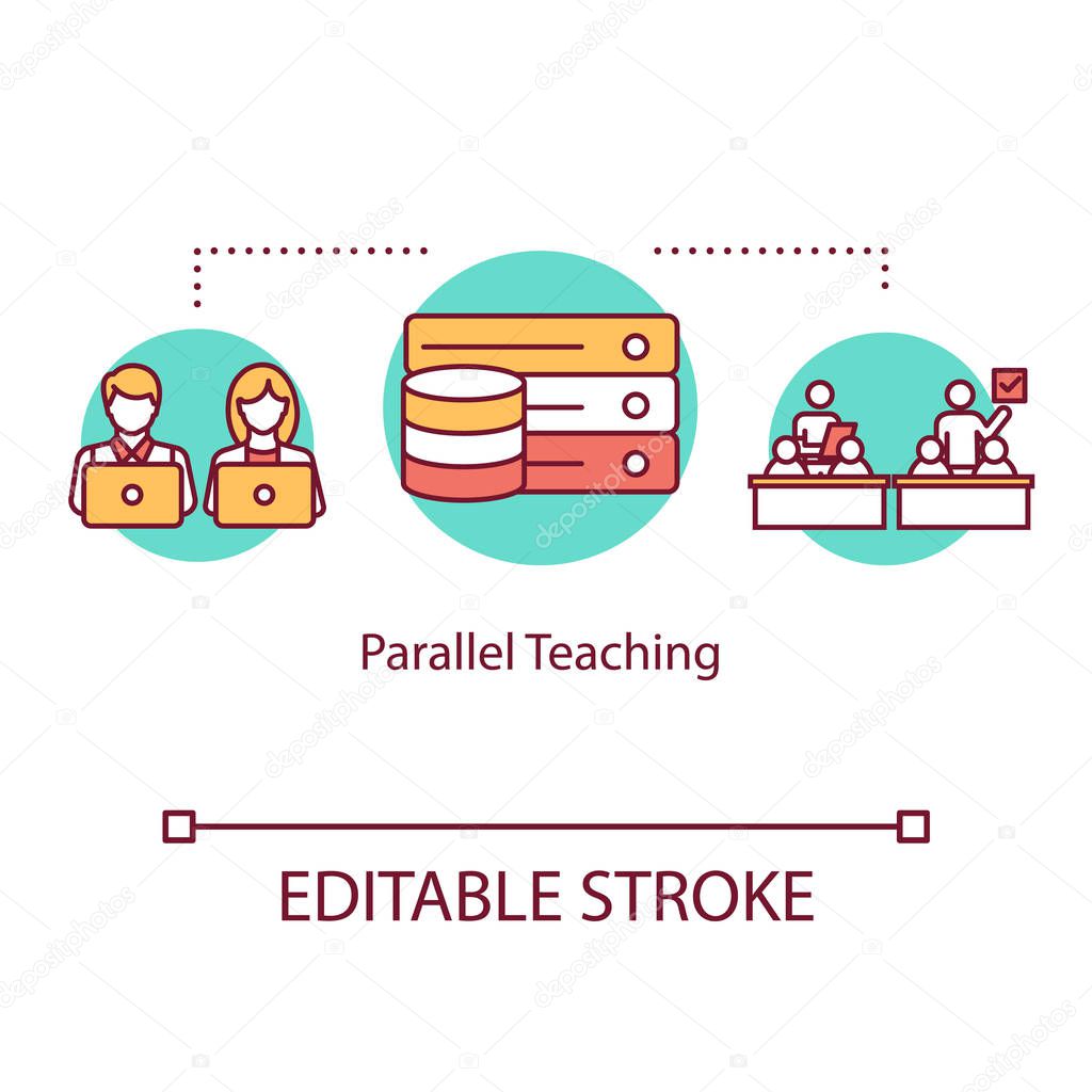Parallel teaching concept icon. Co-teaching practice. Tutors and