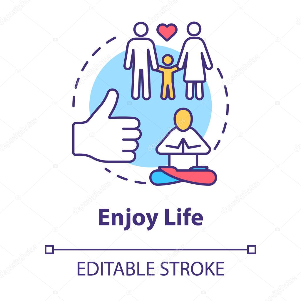 Enjoy life concept icon. Stay in good condition. Happy being. Ab