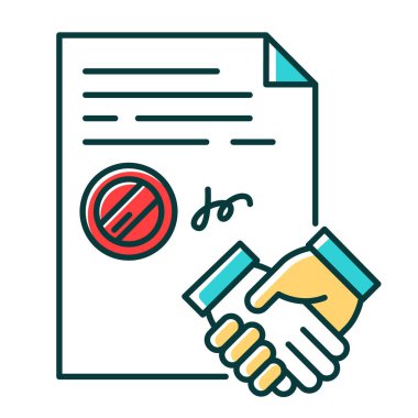 Sözleşme Rgb renk simgesinin tamamlanması. İmzalı noter onaylı belge