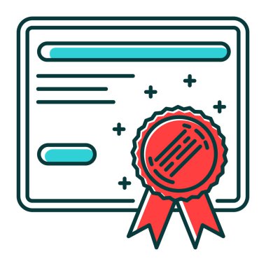 Sertifika Rgb renk simgesi. Diploma. Mezuniyet onayı. Ac