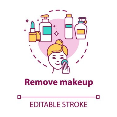 Makyaj, cilt bakımı, hijyenik prosedür konsepti ikonu. Yüz 