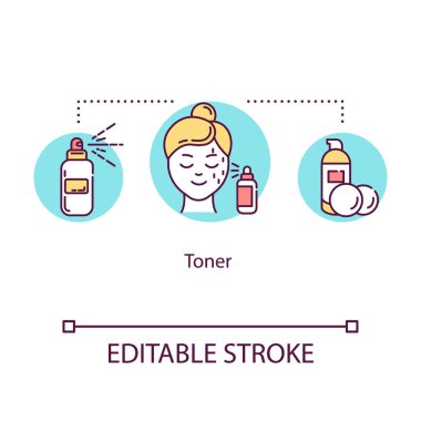Toner konsept simgesi. Kozmetik sprey ürünü. Yüz derisi. Dişi