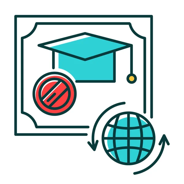 Diploma Rgb barevná ikona. Mezinárodně uznávaný certifikát školy — Stockový vektor
