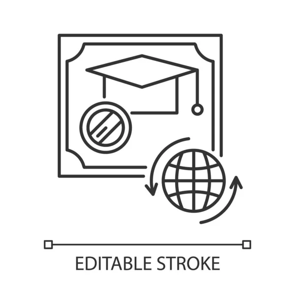 Diploma pixel perfect linear icon. School certificate. Graduatio — Stock Vector