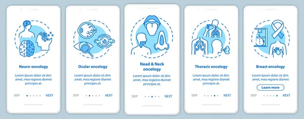 Onkologie onboarding mobile App-Seite Bildschirm mit Konzepten. Augenlicht — Stockvektor