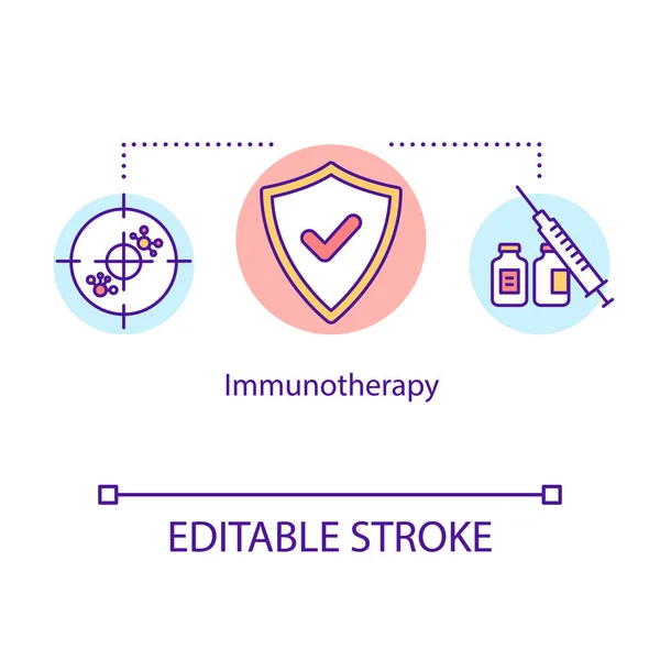 Imunoterapie koncept ikona. Myšlenka léčby rakoviny tenká linie illu — Stockový vektor