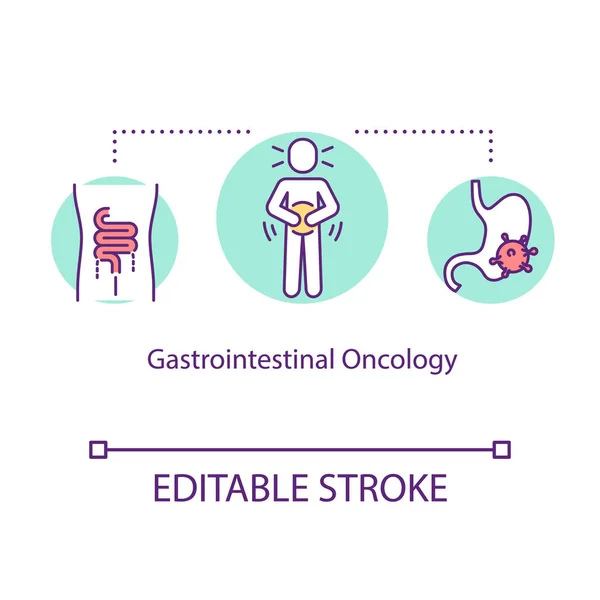 Icono del concepto de oncología gastrointestinal. Tratamiento del cáncer de intestino — Vector de stock