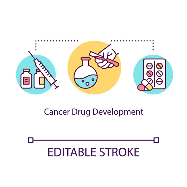 Icône du concept de développement de médicaments anticancéreux. Oncologie idée de traitement — Image vectorielle