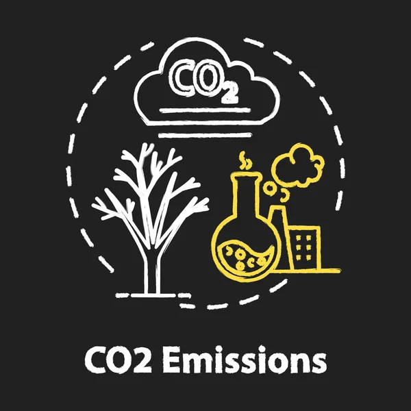 Tiza de emisión de CO2 Icono de concepto de color RGB. Instalación y fábrica — Vector de stock