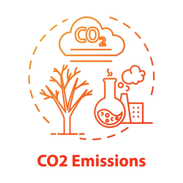 CO2 emission concept icon. Facility and factory production. Chem — Stock Vector