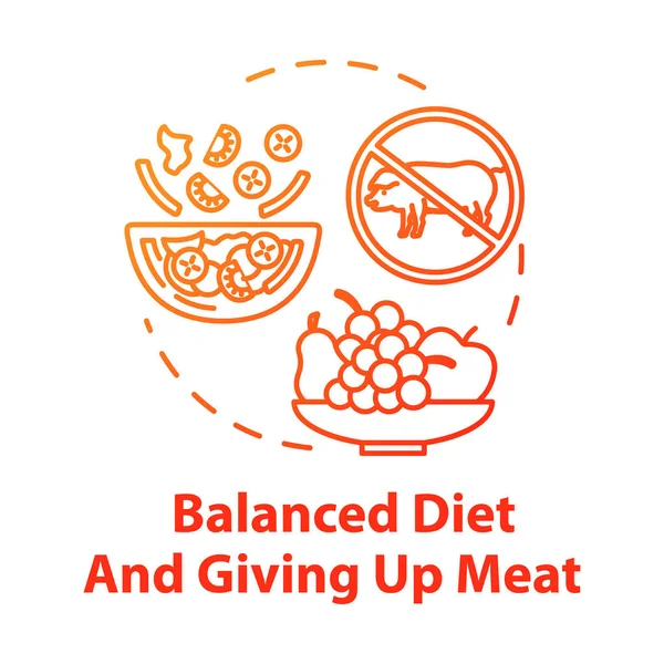 Сбалансированная диета и отказ от иконы мясной концепции. Никакой еды для животных. N — стоковый вектор