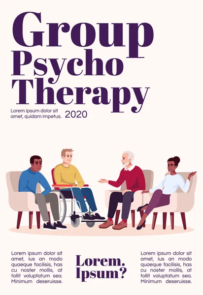 Modèle de couverture de magazine de psychothérapie de groupe. Psychologie consulta — Image vectorielle