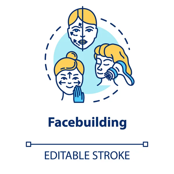 Facebuilding, face massage concept icon. 化妆品学、抗衰老 — 图库矢量图片