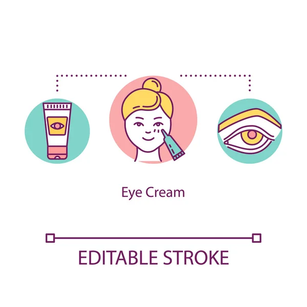 Icono de concepto de crema para ojos. Producto cosmético. Dermatología y hembra — Archivo Imágenes Vectoriales