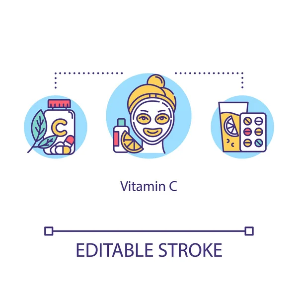 Icono concepto de vitamina C. Complejo multivitamínico. Suplemento dietético . — Archivo Imágenes Vectoriales
