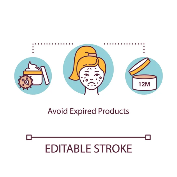 Evite el icono de concepto de productos caducados. Cuidado de la piel saludable. Cosméticos — Vector de stock