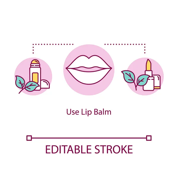 Utilice el icono de concepto de bálsamo labial. Cuidado de la piel y belleza. Bálsamo labial higiénico — Archivo Imágenes Vectoriales