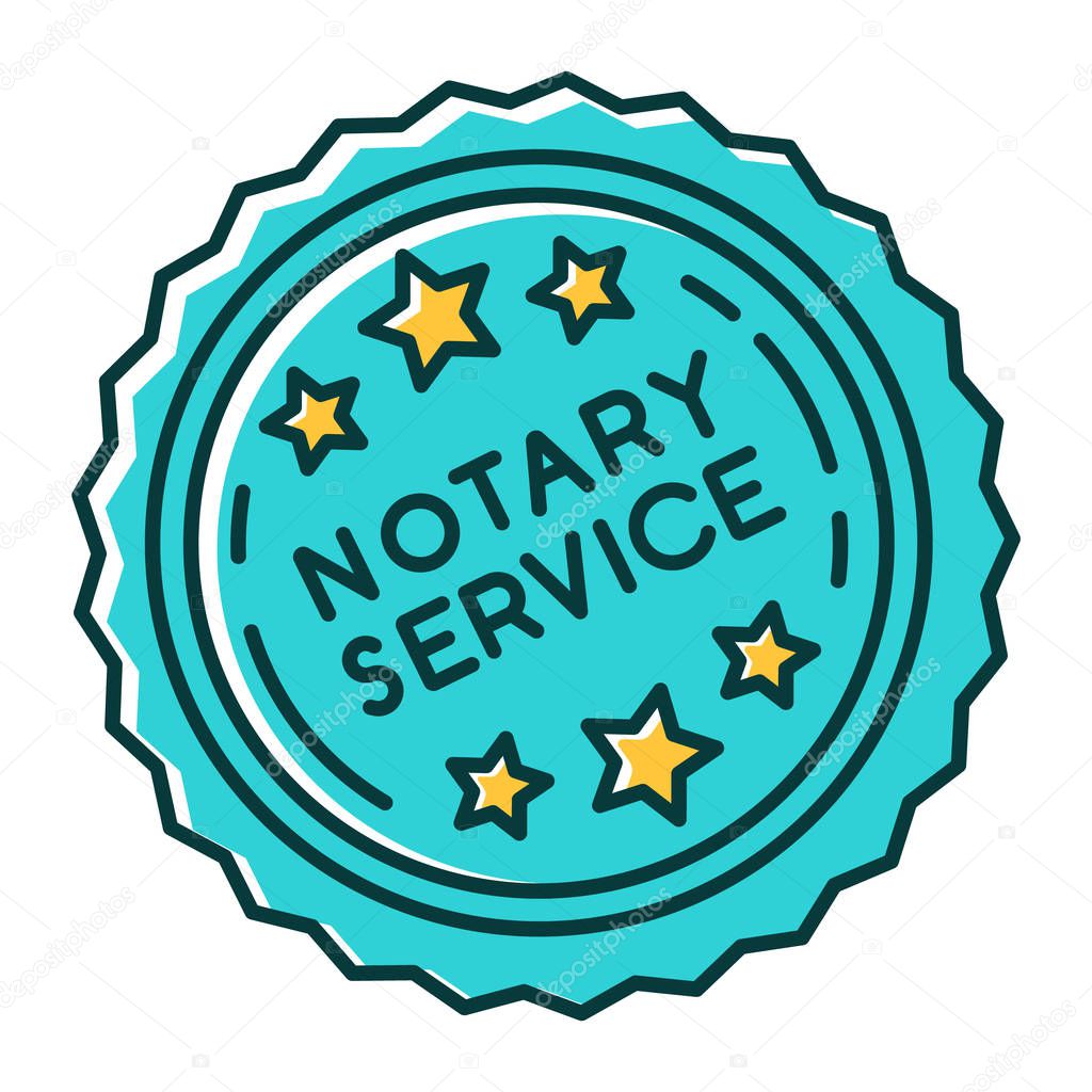 Notary services stamp mark RGB color icon. Apostille and legaliz