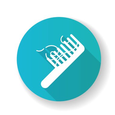 Hairbrush blue flat design long shadow glyph icon. ?omb with hai
