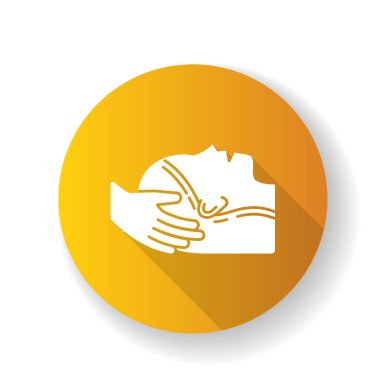 Physiotherapy yellow flat design long shadow glyph icon. Hairlos