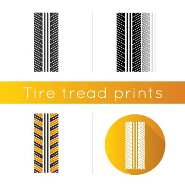 Lastik izi simgesi. Detaylı otomobil, motosiklet lastiği izleri. Dizin
