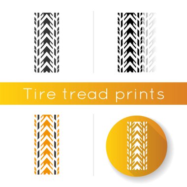 İz izi simgesi. Detaylı otomobil, motosiklet lastiği izleri. Ka