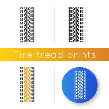 Tekerlek izi ikonu. Detaylı otomobil, motosiklet lastiği izleri. C