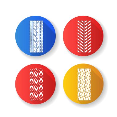 Parça desenleri düz tasarım uzun gölge simgeleri ayarlandı. Ayrıntılı