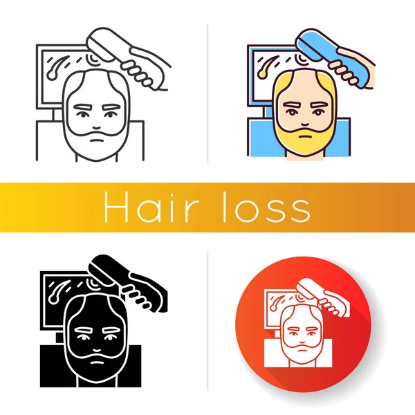 Trichoscopy icon. Hairloss treatment. Scalp and hair disease dia — Stock vektor